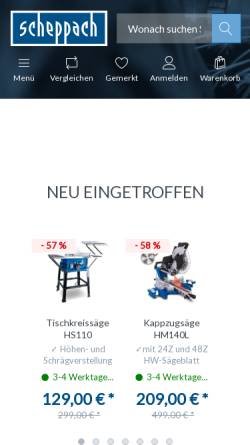 Vorschau der mobilen Webseite www.scheppach.com, Scheppach Fabrikation von Holzbearbeitungsmaschinen GmbH