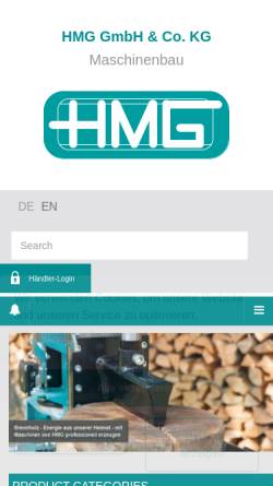 Vorschau der mobilen Webseite hmg-maschinen.de, HMG HESS GmbH & Co. KG