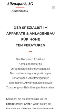 Vorschau der mobilen Webseite www.allenspach-ag.ch, Apparatebau Allenspach AG