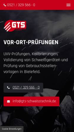 Vorschau der mobilen Webseite www.gts-schweisstechnik.de, GTS Schweiß- und Verbindungstechnik GmbH