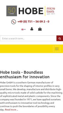 Vorschau der mobilen Webseite www.hobe-tools.de, Hobe GmbH