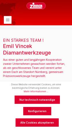 Vorschau der mobilen Webseite www.zinner.com, Zinner GmbH