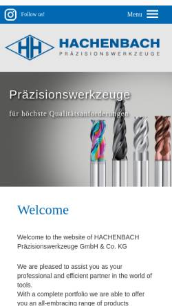 Vorschau der mobilen Webseite www.hachenbach.de, Heinrich Hachenbach Werkzeugfabrik GmbH & Co. KG