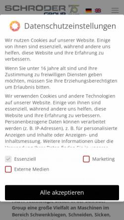 Vorschau der mobilen Webseite www.schroedergroup.eu, Schröder Maschinenbau GmbH
