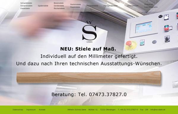 Vorschau von www.ws-stiele.de, Wilhelm Schmid Stielfabrik & Sägewerk Ofterdingen GmbH