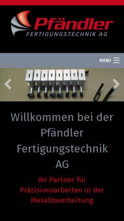 Vorschau der mobilen Webseite www.pfaendler-fertigungstechnik.ch, Pfändler Fertigungstechnik AG