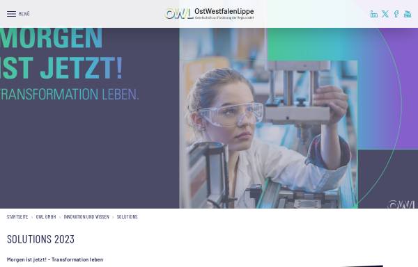 Vorschau von www.solutions-owl.de, solutions - OWL Forum für Technologie und Innovation
