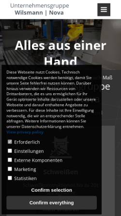 Vorschau der mobilen Webseite www.wilsmann-maschinenbau.de, Wilsmann Maschinenbau GmbH & Co.KG