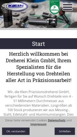 Vorschau der mobilen Webseite www.dreherei-klein.de, Klein Präzisionsdreherei GmbH