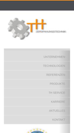 Vorschau der mobilen Webseite www.th-zerspanungstechnik.de, TH Zerspanungstechnik GmbH & Co. KG