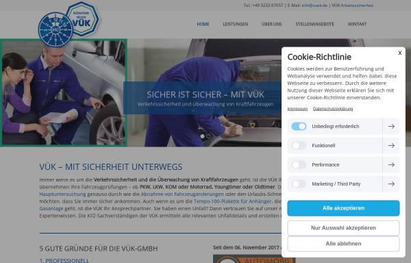 Vorschau von www.vuek.de, VÜK - Verein zur Überwachung von Kraftfahrzeugen e.V
