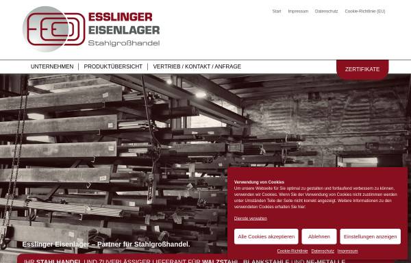 Vorschau von www.esslinger-eisenlager.de, Esslinger Eisenlager