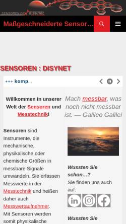 Vorschau der mobilen Webseite www.sensoren.de, Disynet GmbH