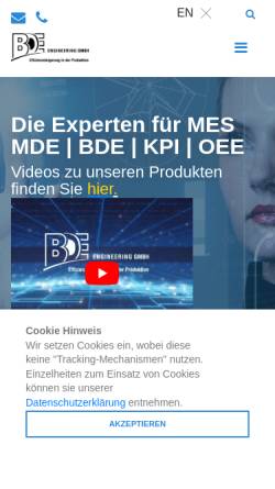 Vorschau der mobilen Webseite www.bde-engineering.de, BDE Engineering GmbH