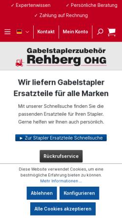 Vorschau der mobilen Webseite www.gabelstapler-rehberg.de, Gabelstaplerzubehör Rehberg OHG