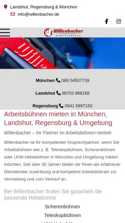 Vorschau der mobilen Webseite www.willenbacher.de, Willenbacher GmbH & Co. KG