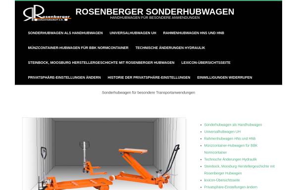 Vorschau von www.rosenberger-hubwagen.de, Raimund Rosenberger Industriebedarf e.K.