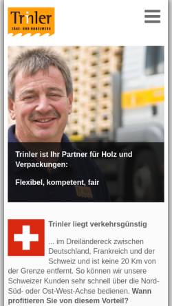 Vorschau der mobilen Webseite www.trinler.com, Säge- und Hobelwerk Trinler