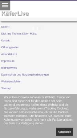 Vorschau der mobilen Webseite www.kaeferlive.de, Käfer EDV Systeme GmbH