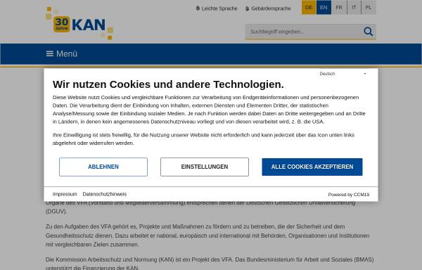 Vorschau von www.kan.de, Kommission Arbeitsschutz und Normung [KAN]