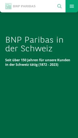 Vorschau der mobilen Webseite www.bnpparibas.ch, BNP Paribas