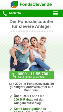 Vorschau der mobilen Webseite www.fondsclever.de, DTW GmbH