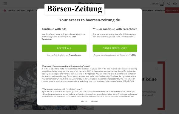 Vorschau von www.boersen-zeitung.de, Boersen-Zeitung der Herausgebergemeinschaft Wertpapier-Mitteilungen, Keppler, Lehmann GmbH & Co. KG
