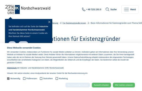 Vorschau von www.gruendungswerkstatt-ihknordschwarzwald.de, Gründungswerkstatt der IHK Nordschwarzwald
