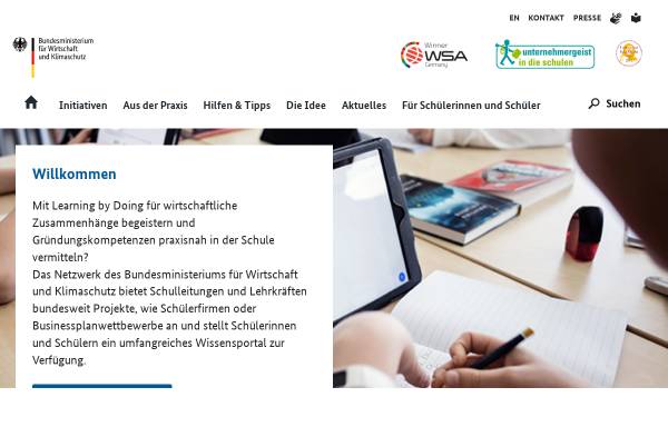 Vorschau von www.unternehmergeist-macht-schule.de, Unternehmergeist in die Schulen - BMWi Initiative