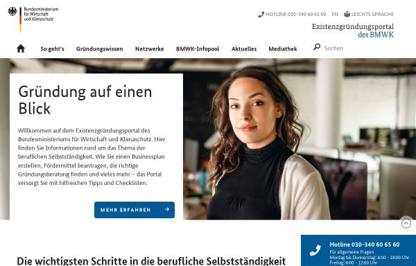 Vorschau von www.existenzgruenderinnen.de, BGA, Bundesweite Gründerinnenagentur