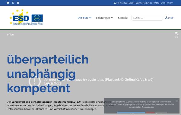 Vorschau von www.esd-ev.de, Europaverband der Selbständigen - Deutschland (ESD) e.V.