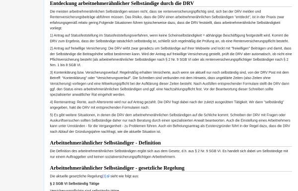 Vorschau von www.felser.de, Arbeitnehmerähnlicher Selbständiger