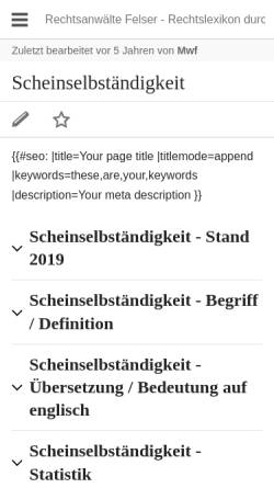 Vorschau der mobilen Webseite www.felser.de, Scheinselbständigkeit