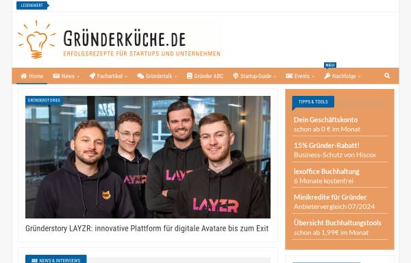 Vorschau von www.gruenderkueche.de, Gründerküche - JinnyJo Media GmbH