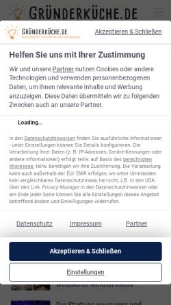 Vorschau der mobilen Webseite www.gruenderkueche.de, Gründerküche - JinnyJo Media GmbH