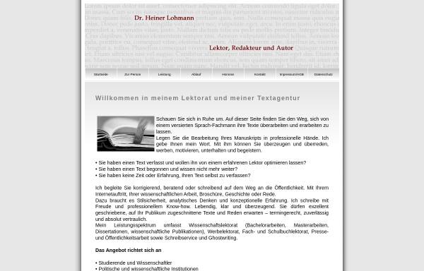 Dr. Heiner Lohmann, Lektor