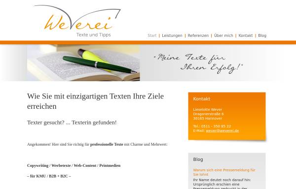 Vorschau von www.weverei.de, Weverei - Lieselotte Wever