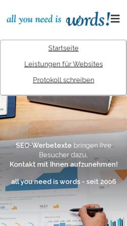 Vorschau der mobilen Webseite www.all-you-need-is-words.de, All you need is words - Dirk Zakrzewski