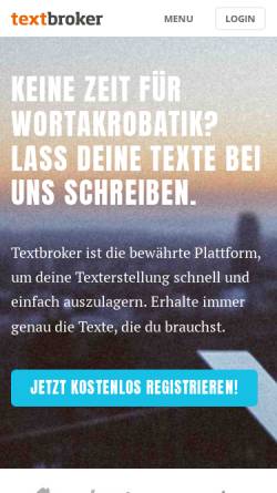 Vorschau der mobilen Webseite www.textbroker.de, Textbroker - Sario Marketing GmbH