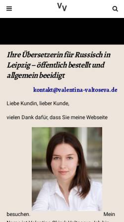 Vorschau der mobilen Webseite valentina-valtoseva.de, Valentina Skiruk-Valtoseva