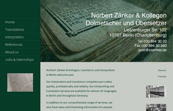 Vorschau von www.zaenker.de, Norbert Zänker & Kollegen
