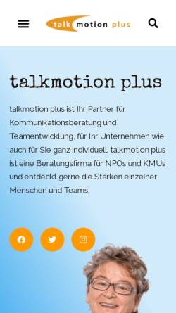 Vorschau der mobilen Webseite www.talkmotion.ch, Talk motion plus! - Verena Birchler