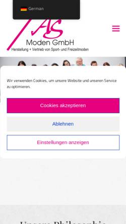 Vorschau der mobilen Webseite www.as-moden.de, AS Moden GmbH