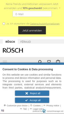 Vorschau der mobilen Webseite www.roesch-fashion.com, Rösch Fashion GmbH & Co. KG