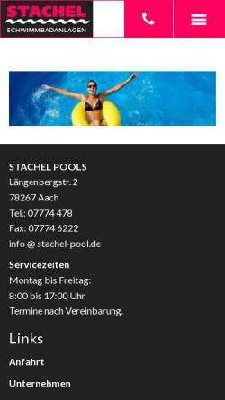 Vorschau der mobilen Webseite stachel-pool.de, Vertrieb von Schwimmbadanlagen Inh. Jürgen Stachel