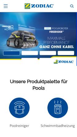 Vorschau der mobilen Webseite www.zodiac-poolcare.de, Zodiac - Fluidra Deutschland GmbH