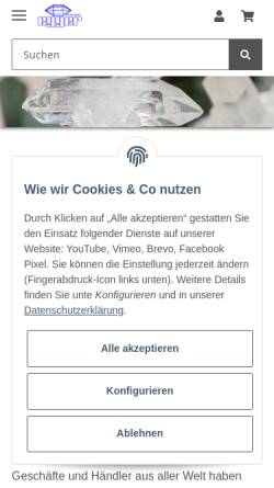 Vorschau der mobilen Webseite www.mineralien-egger.de, Johann Egger OHG