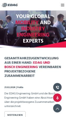 Vorschau der mobilen Webseite www.edag.com, EDAG Engineering GmbH