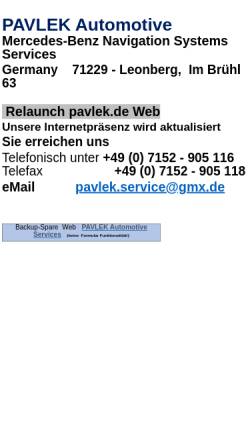 Vorschau der mobilen Webseite www.pavlek.de, Pavlek Automotive Services