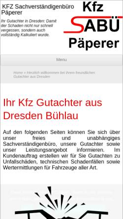 Vorschau der mobilen Webseite www.gutachten-paeperer.de, KFZ Sachverständigenbüro Päperer